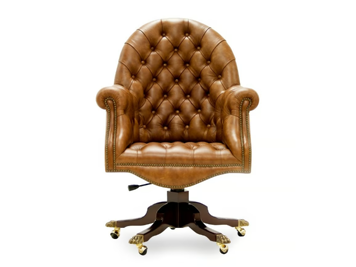 GOBERNOR ORIGINS - Height-adjustable leather executive chair with 5-spoke base with armrests _ Crearte Collections